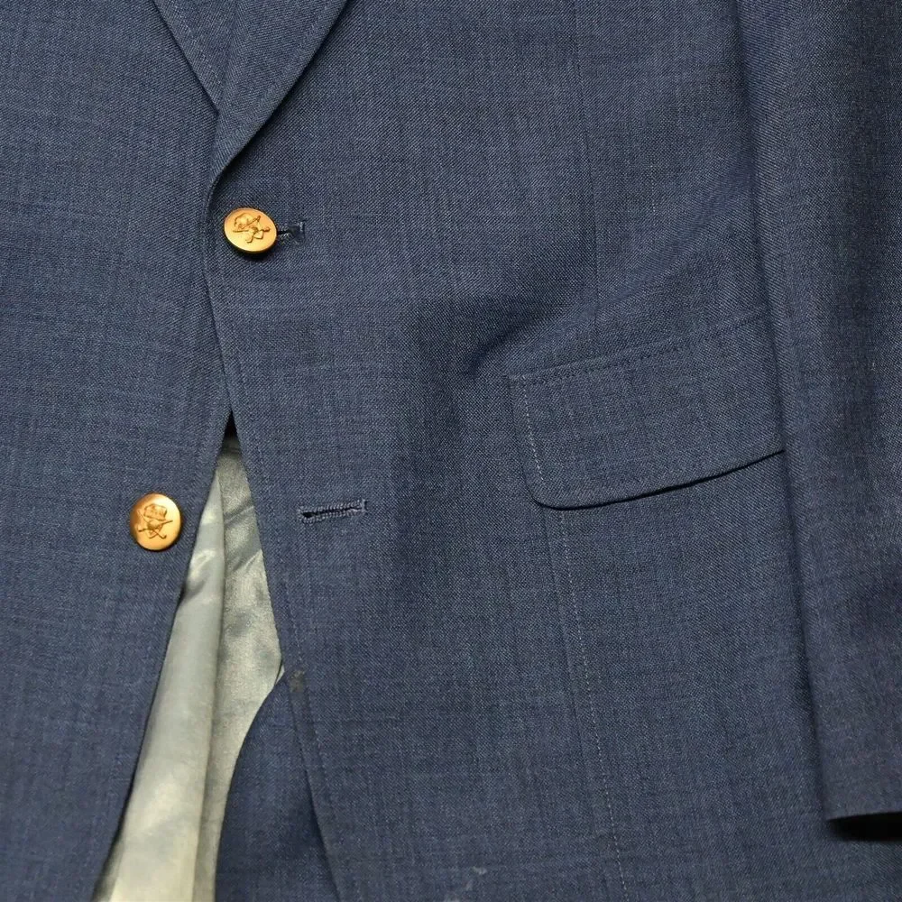 Vtg Hart Schaffner Marx Jack Nicklaus 40L Blue Gold Button Blazer Jacket‎ Coat